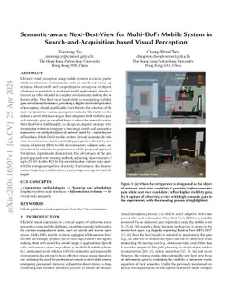 Semantic-aware Next-Best-View for Multi-DoFs Mobile System in
  Search-and-Acquisition based Visual Perception