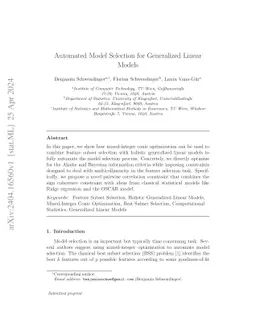 Automated Model Selection for Generalized Linear Models