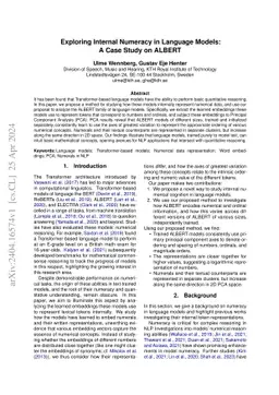 Exploring Internal Numeracy in Language Models: A Case Study on ALBERT