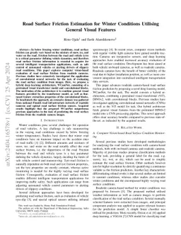 Road Surface Friction Estimation for Winter Conditions Utilising General
  Visual Features