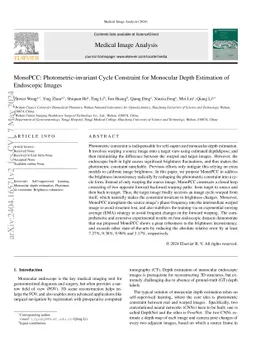 MonoPCC: Photometric-invariant Cycle Constraint for Monocular Depth
  Estimation of Endoscopic Images