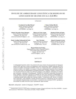 Análise de ambiguidade linguística em modelos de linguagem de grande
  escala (LLMs)
