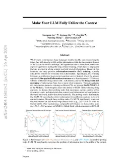 Make Your LLM Fully Utilize the Context