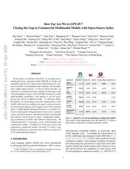 How Far Are We to GPT-4V? Closing the Gap to Commercial Multimodal
  Models with Open-Source Suites