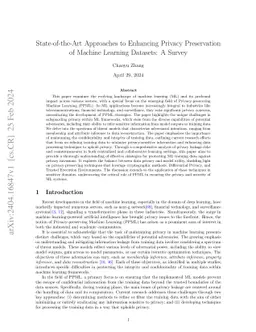 State-of-the-Art Approaches to Enhancing Privacy Preservation of Machine Learning Datasets: A Survey