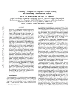 Exploring Learngene via Stage-wise Weight Sharing for Initializing
  Variable-sized Models