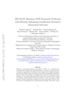 DE-CGAN: Boosting rTMS Treatment Prediction with Diversity Enhancing
  Conditional Generative Adversarial Networks