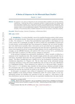 A Notion of Uniqueness for the Adversarial Bayes Classifier