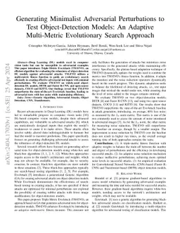 Generating Minimalist Adversarial Perturbations to Test Object-Detection
  Models: An Adaptive Multi-Metric Evolutionary Search Approach
