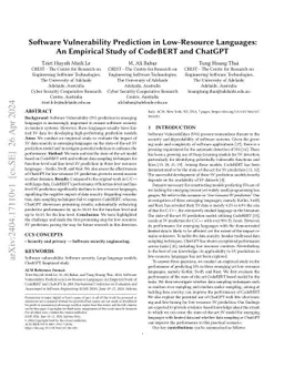 Software Vulnerability Prediction in Low-Resource Languages: An
  Empirical Study of CodeBERT and ChatGPT