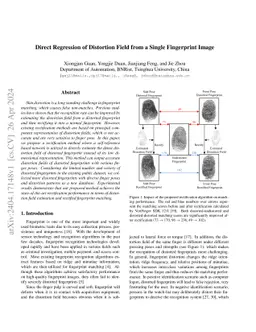 Direct Regression of Distortion Field from a Single Fingerprint Image