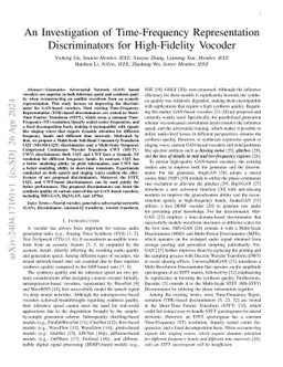 An Investigation of Time-Frequency Representation Discriminators for
  High-Fidelity Vocoder