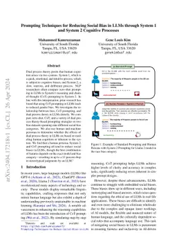 Prompting Techniques for Reducing Social Bias in LLMs through System 1 and System 2 Cognitive Processes