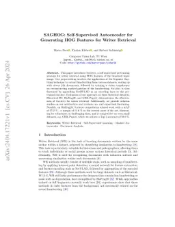 SAGHOG: Self-Supervised Autoencoder for Generating HOG Features for
  Writer Retrieval