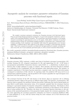 Asymptotic analysis for covariance parameter estimation of Gaussian
  processes with functional inputs