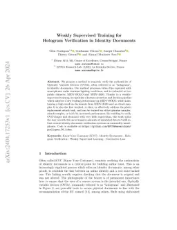 Weakly Supervised Training for Hologram Verification in Identity
  Documents