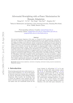 Adversarial Reweighting with $α$-Power Maximization for Domain
  Adaptation