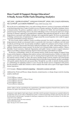 How Could AI Support Design Education? A Study Across Fields Fuels
  Situating Analytics