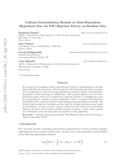Uniform Generalization Bounds on Data-Dependent Hypothesis Sets via PAC-Bayesian Theory on Random Sets