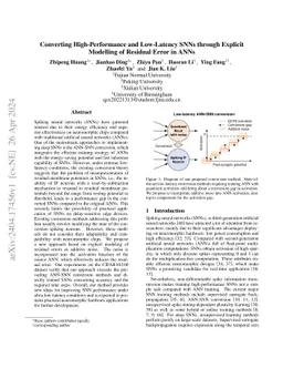 Converting High-Performance and Low-Latency SNNs through Explicit
  Modelling of Residual Error in ANNs