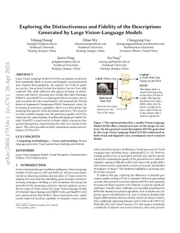 Exploring the Distinctiveness and Fidelity of the Descriptions Generated
  by Large Vision-Language Models