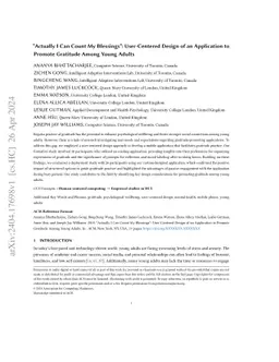 "Actually I Can Count My Blessings": User-Centered Design of an
  Application to Promote Gratitude Among Young Adults