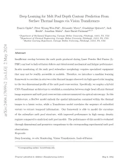 Deep Learning for Melt Pool Depth Contour Prediction From Surface
  Thermal Images via Vision Transformers
