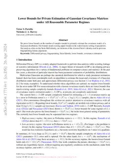 Lower Bounds for Private Estimation of Gaussian Covariance Matrices
  under All Reasonable Parameter Regimes