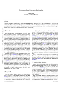 Boltzmann State-Dependent Rationality