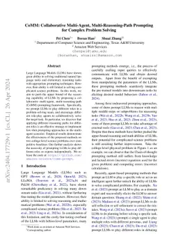 CoMM: Collaborative Multi-Agent, Multi-Reasoning-Path Prompting for
  Complex Problem Solving