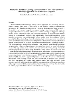 An Attention-Based Deep Learning Architecture for Real-Time Monocular
  Visual Odometry: Applications to GPS-free Drone Navigation