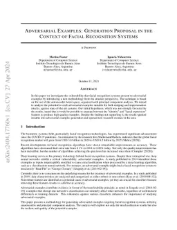 Adversarial Examples: Generation Proposal in the Context of Facial
  Recognition Systems