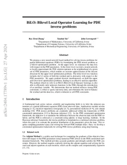BiLO: Bilevel Local Operator Learning for PDE Inverse Problems. Part I: PDE-Constrained Optimization