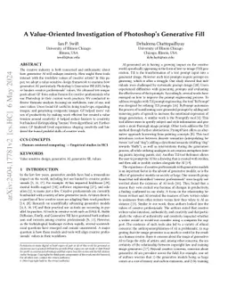 A Value-Oriented Investigation of Photoshop's Generative Fill