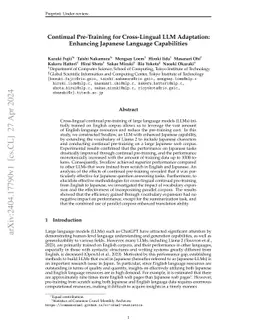 Continual Pre-Training for Cross-Lingual LLM Adaptation: Enhancing
  Japanese Language Capabilities