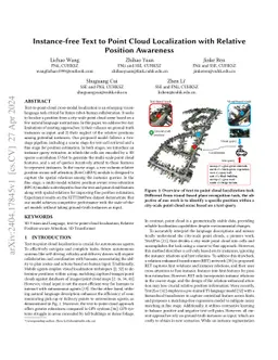 Instance-free Text to Point Cloud Localization with Relative Position
  Awareness