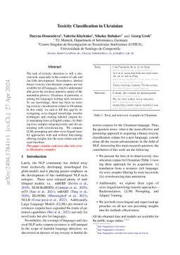 Toxicity Classification in Ukrainian