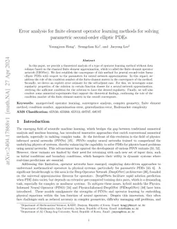 Error analysis for finite element operator learning methods for solving
  parametric second-order elliptic PDEs