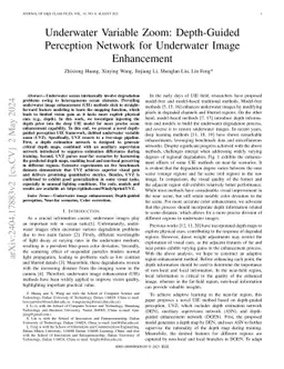 Underwater Variable Zoom: Depth-Guided Perception Network for Underwater
  Image Enhancement