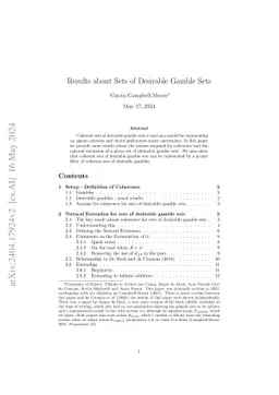 Results about sets of desirable gamble sets