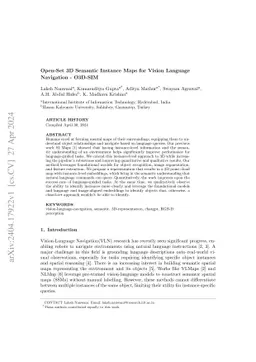 Open-Set 3D Semantic Instance Maps for Vision Language Navigation -- O3D-SIM