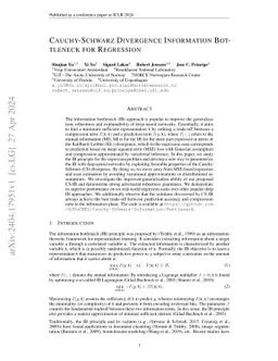 Cauchy-Schwarz Divergence Information Bottleneck for Regression