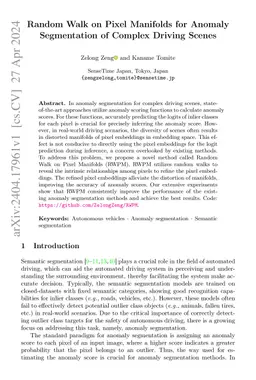 Random Walk on Pixel Manifolds for Anomaly Segmentation of Complex
  Driving Scenes