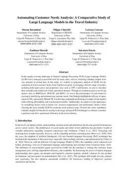 Automating Customer Needs Analysis: A Comparative Study of Large Language Models in the Travel Industry