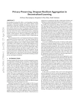 Privacy-Preserving, Dropout-Resilient Aggregation in Decentralized
  Learning
