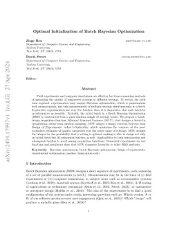 Optimal Initialization of Batch Bayesian Optimization