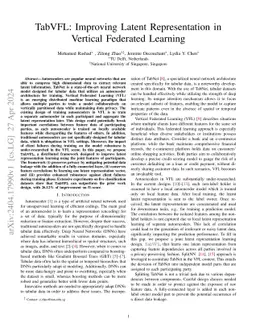 TabVFL: Improving Latent Representation in Vertical Federated Learning