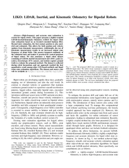 LIKO: LiDAR, Inertial, and Kinematic Odometry for Bipedal Robots