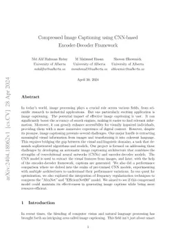 Compressed Image Captioning using CNN-based Encoder-Decoder Framework