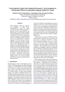 Can Perplexity Predict Fine-tuning Performance? An Investigation of Tokenization Effects on Sequential Language Models for Nepali